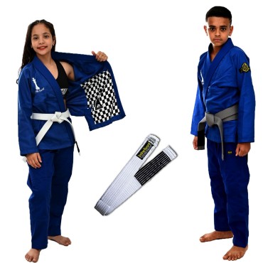 Kit In The Guard, Kimono Infantil Jiu Jitsu + Faixa com ponteira - Azul