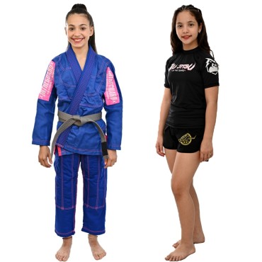 Kit Kimono In The Guard, Infantil Pink + Rash, segunda pele Feminina - Azul