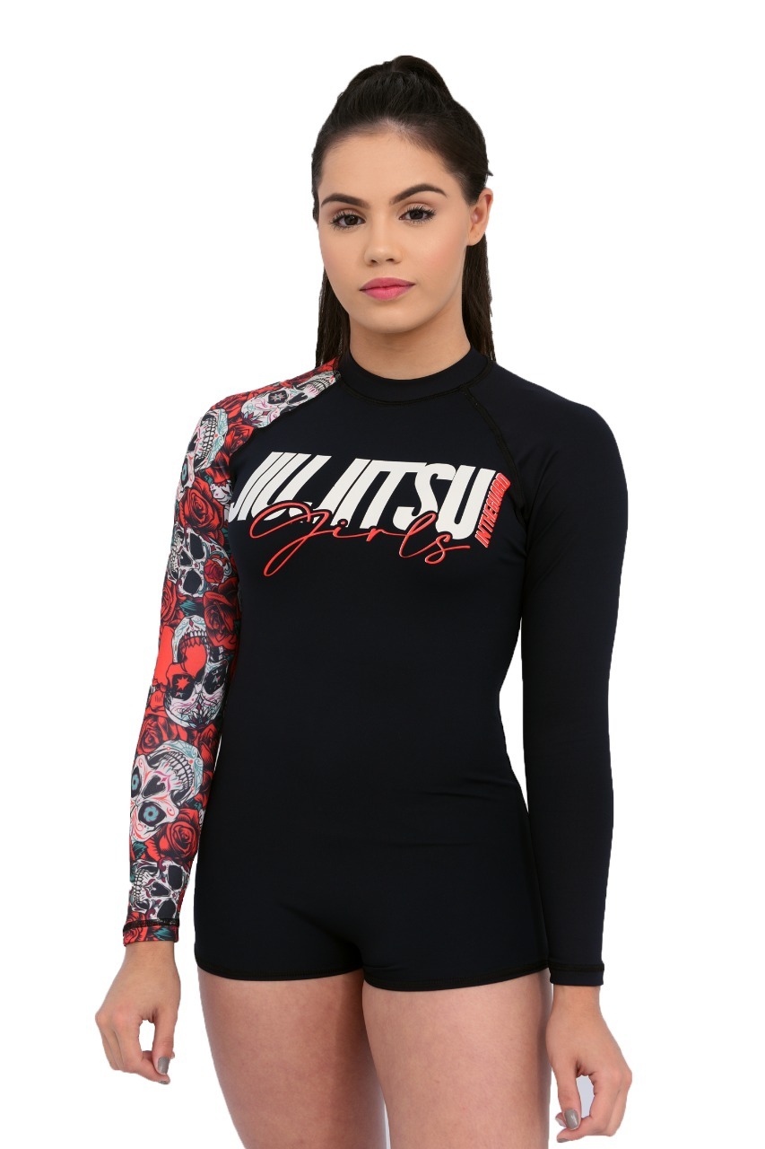 Body Feminino Jiu-Jitsu Red Skull