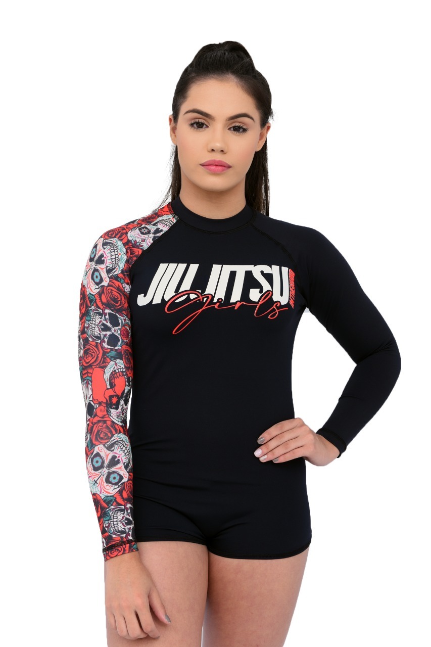 Body Feminino Jiu-Jitsu Red Skull