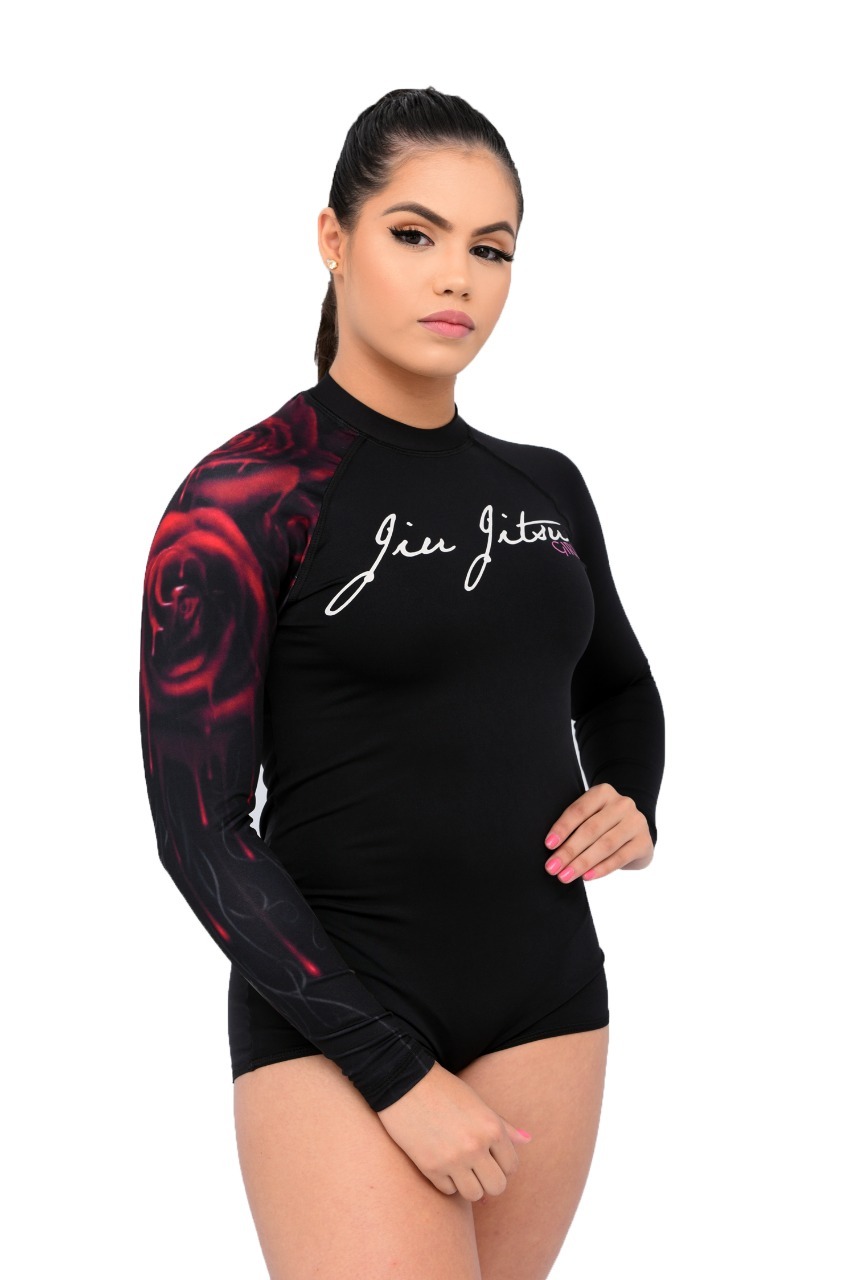 Body Feminino Jiu-Jitsu Rosas