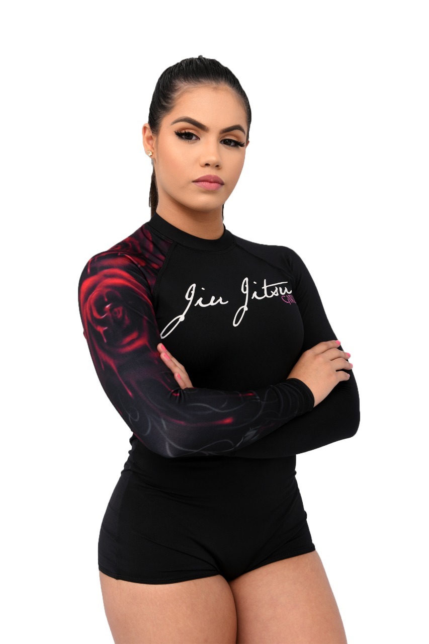 Body Feminino Jiu-Jitsu Rosas