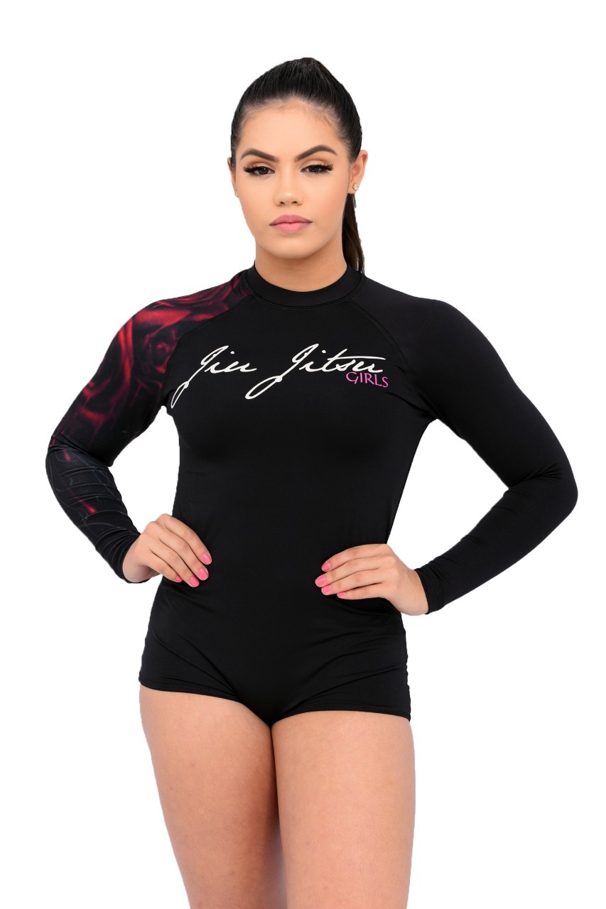 Body Feminino Jiu-Jitsu Rosas