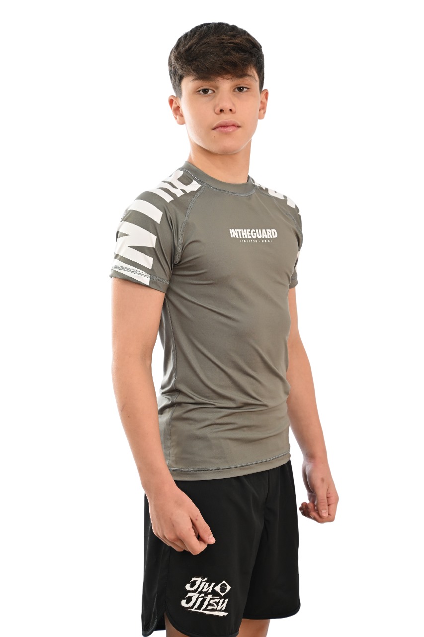 Rash Guard Infantil Cores Faixas Cinza