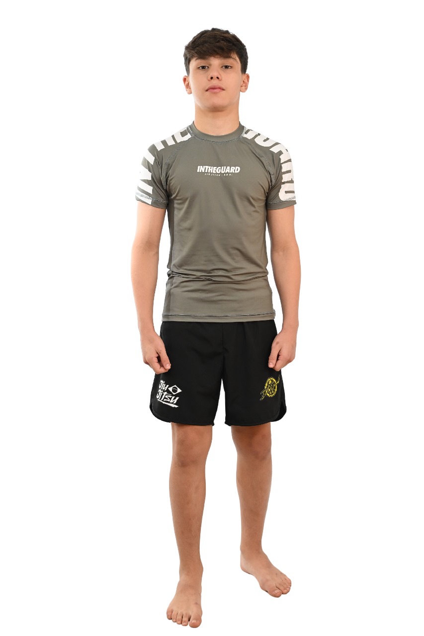 Rash Guard Infantil Cores Faixas Cinza
