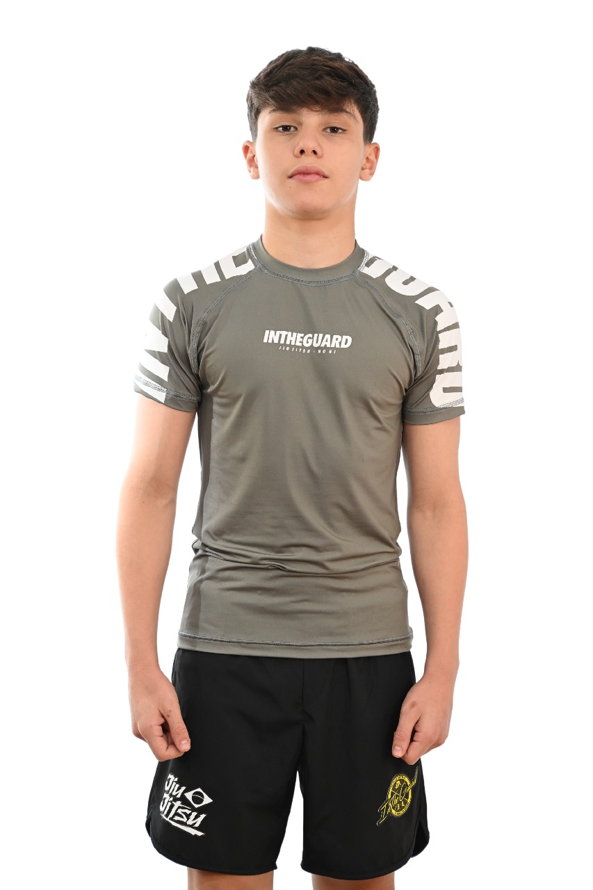 Rash Guard Infantil Cores Faixas Cinza