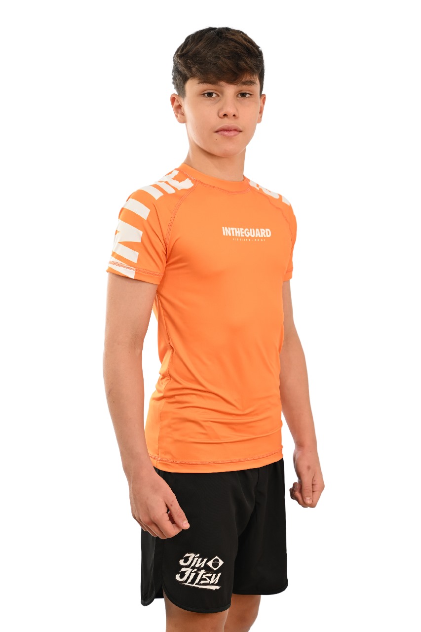 Rash Guard Infantil Cores Faixas Laranja