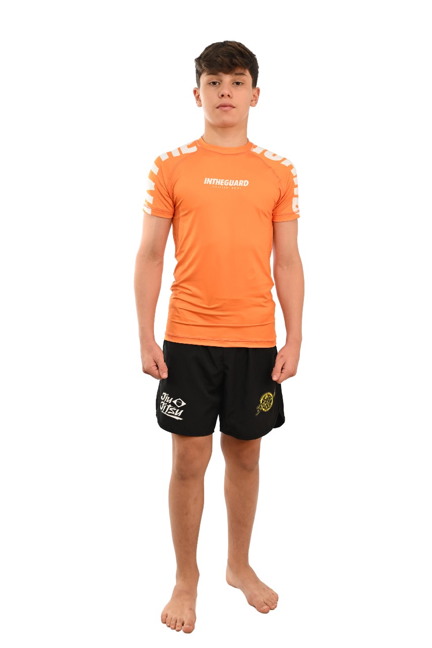 Rash Guard Infantil Cores Faixas Laranja
