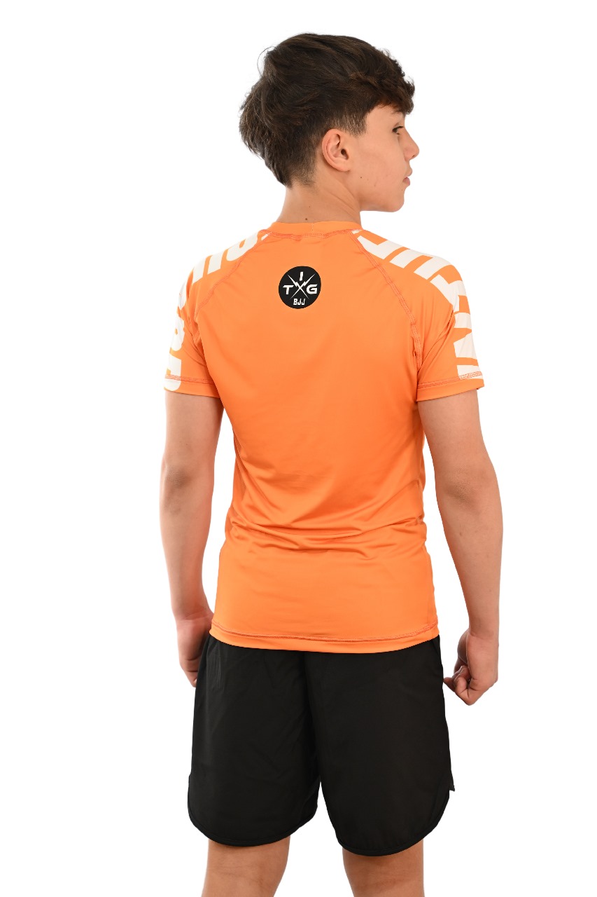 Rash Guard Infantil Cores Faixas Laranja