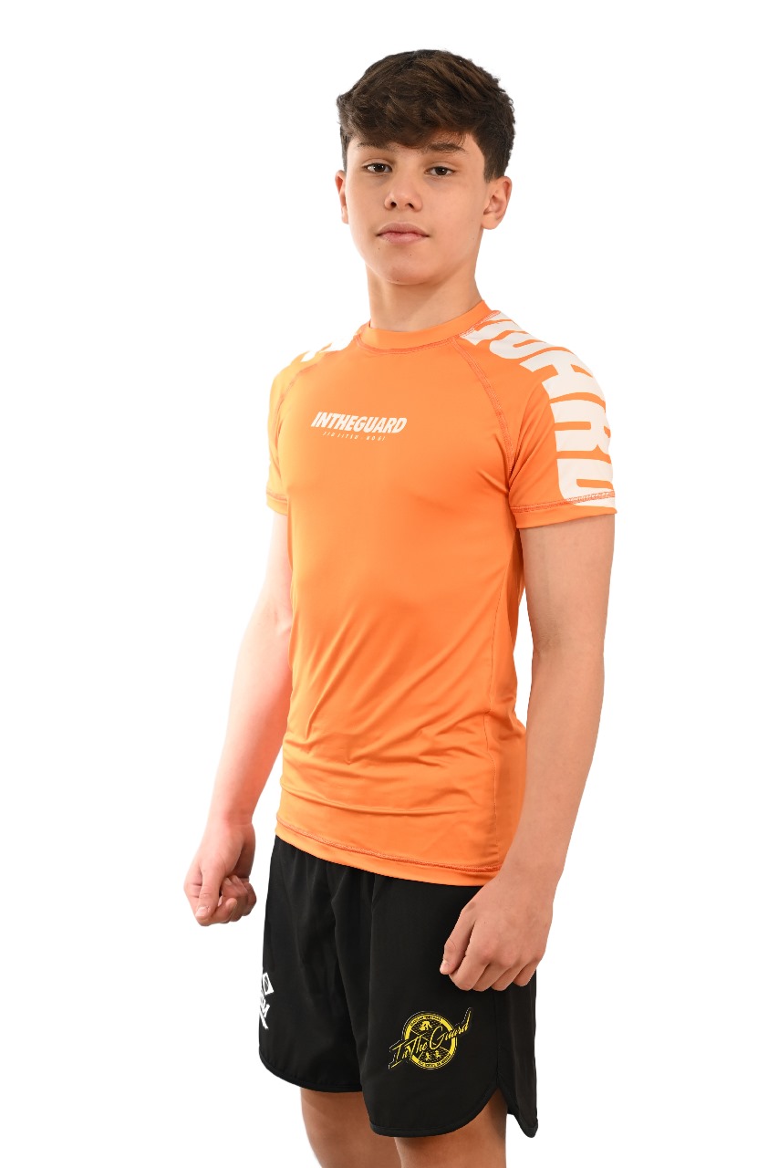 Rash Guard Infantil Cores Faixas Laranja