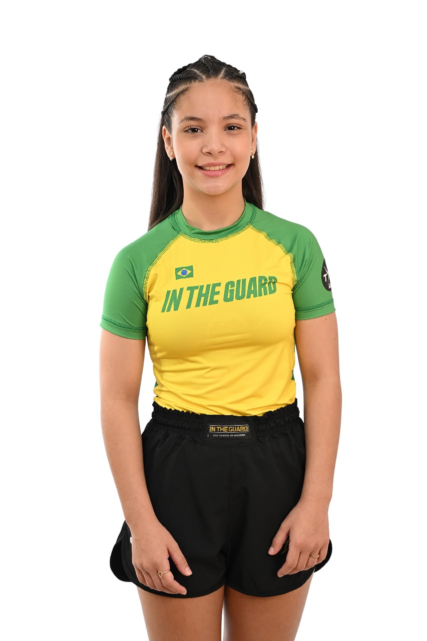 Rash Guard Infantil Feminina Brasil Amarela