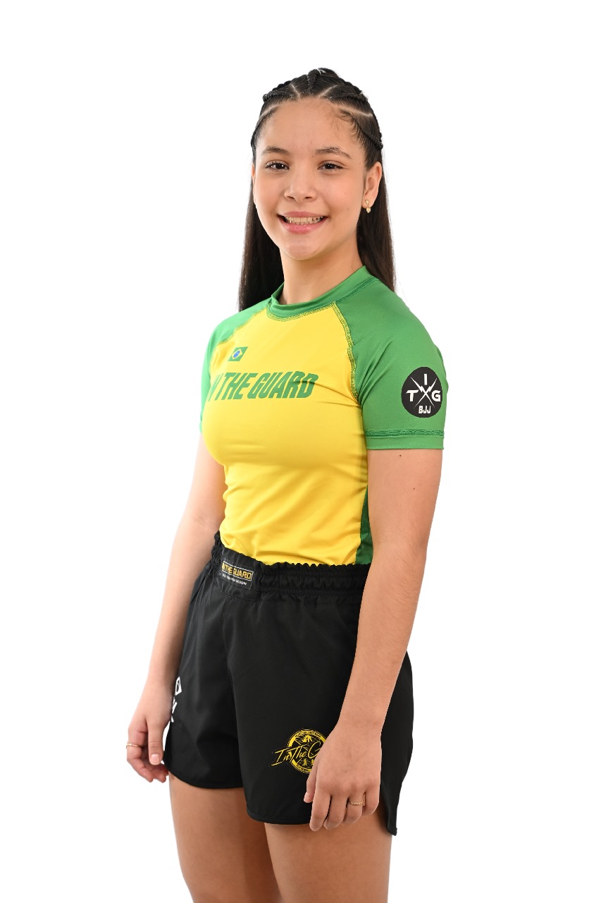 Rash Guard Infantil Feminina Brasil Amarela