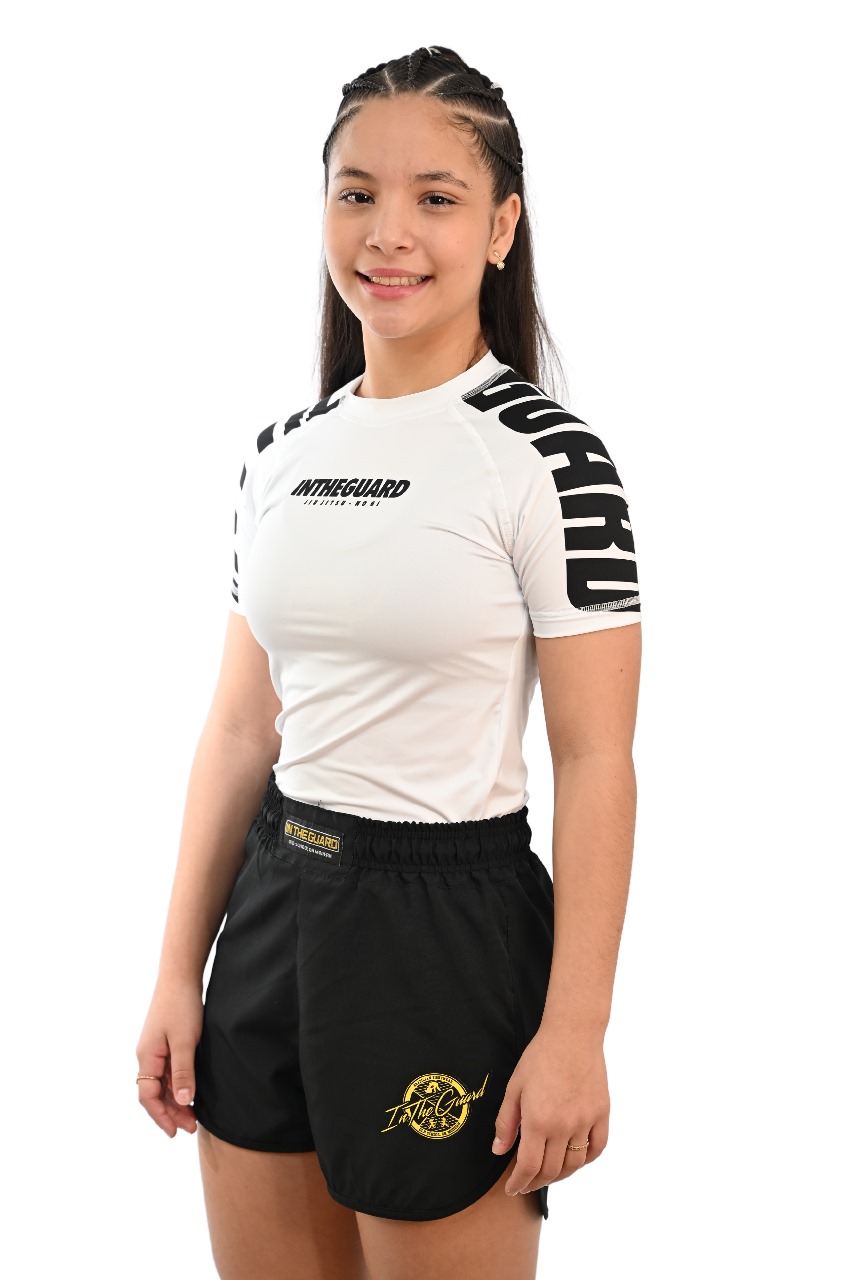Rash Guard Infantil Feminina Cores Faixas Branca