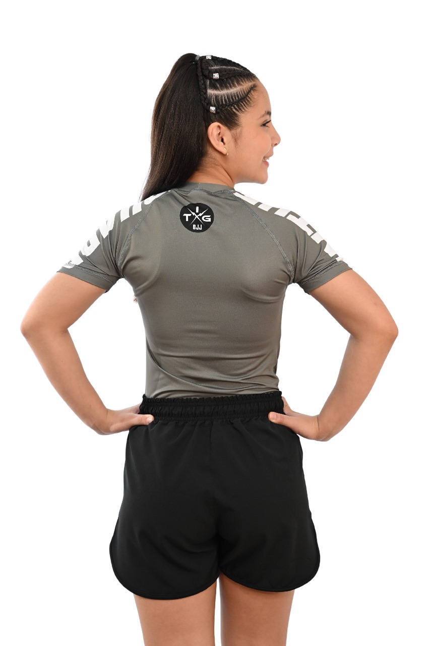 Rash Guard Infantil Feminina Cores Faixas Cinza
