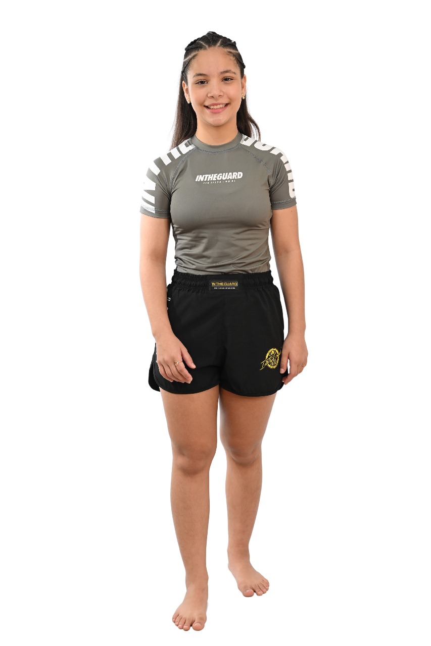 Rash Guard Infantil Feminina Cores Faixas Cinza