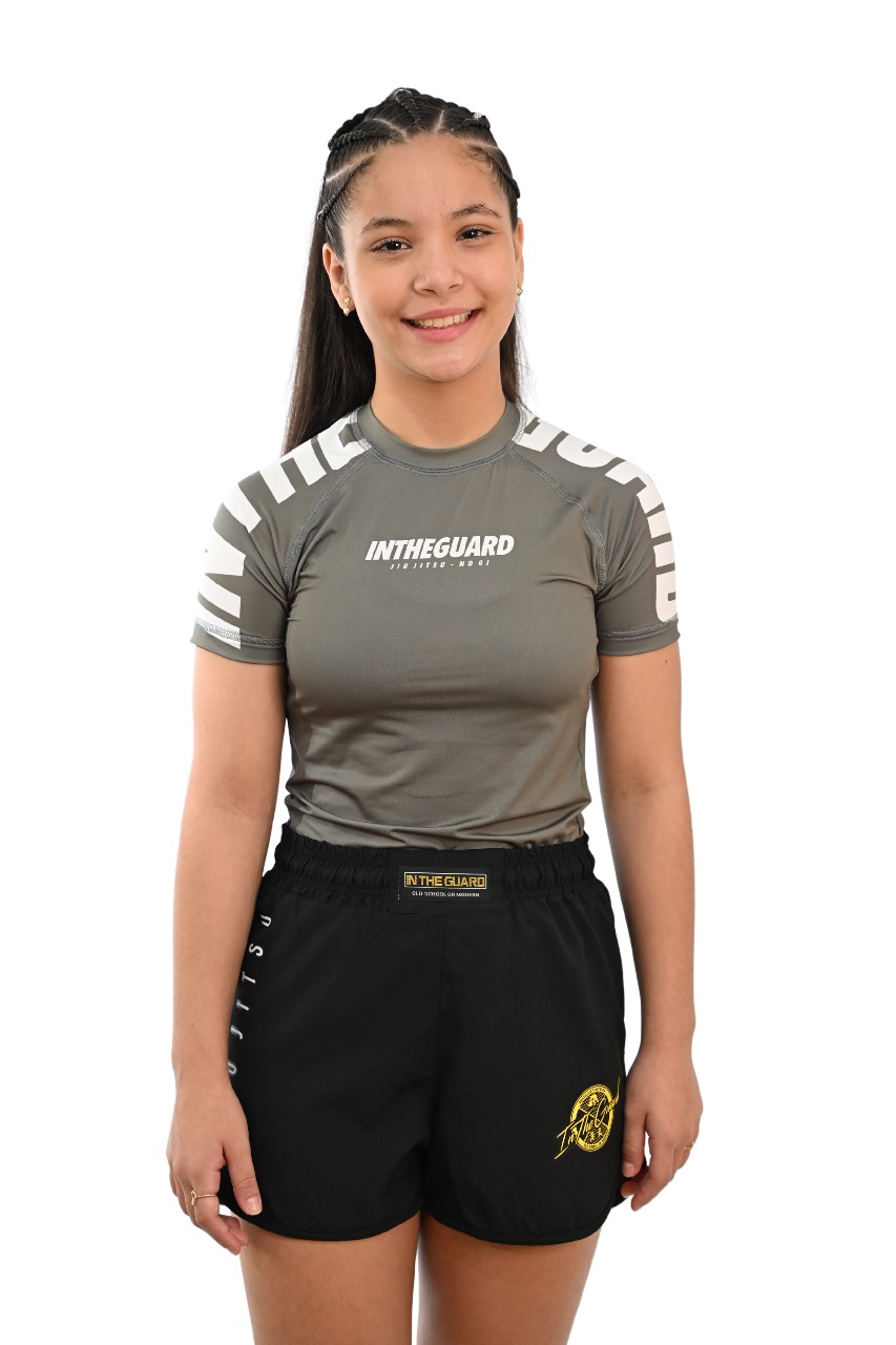 Rash Guard Infantil Feminina Cores Faixas Cinza