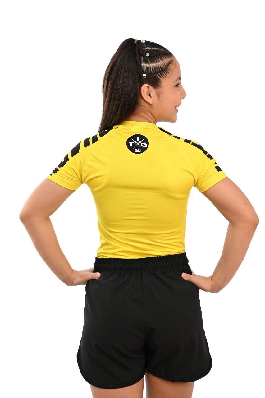 Rash Guard Infantil Feminina Cores Faixas Amarelo