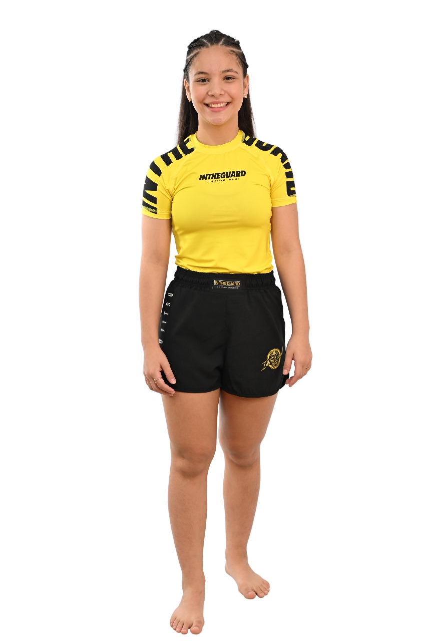 Rash Guard Infantil Feminina Cores Faixas Amarelo