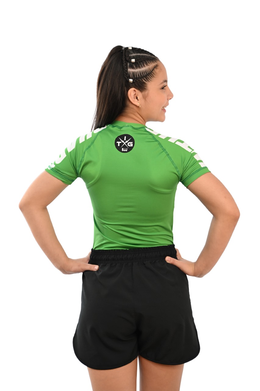 Rash Guard Infantil Feminina Cores Faixas Verde