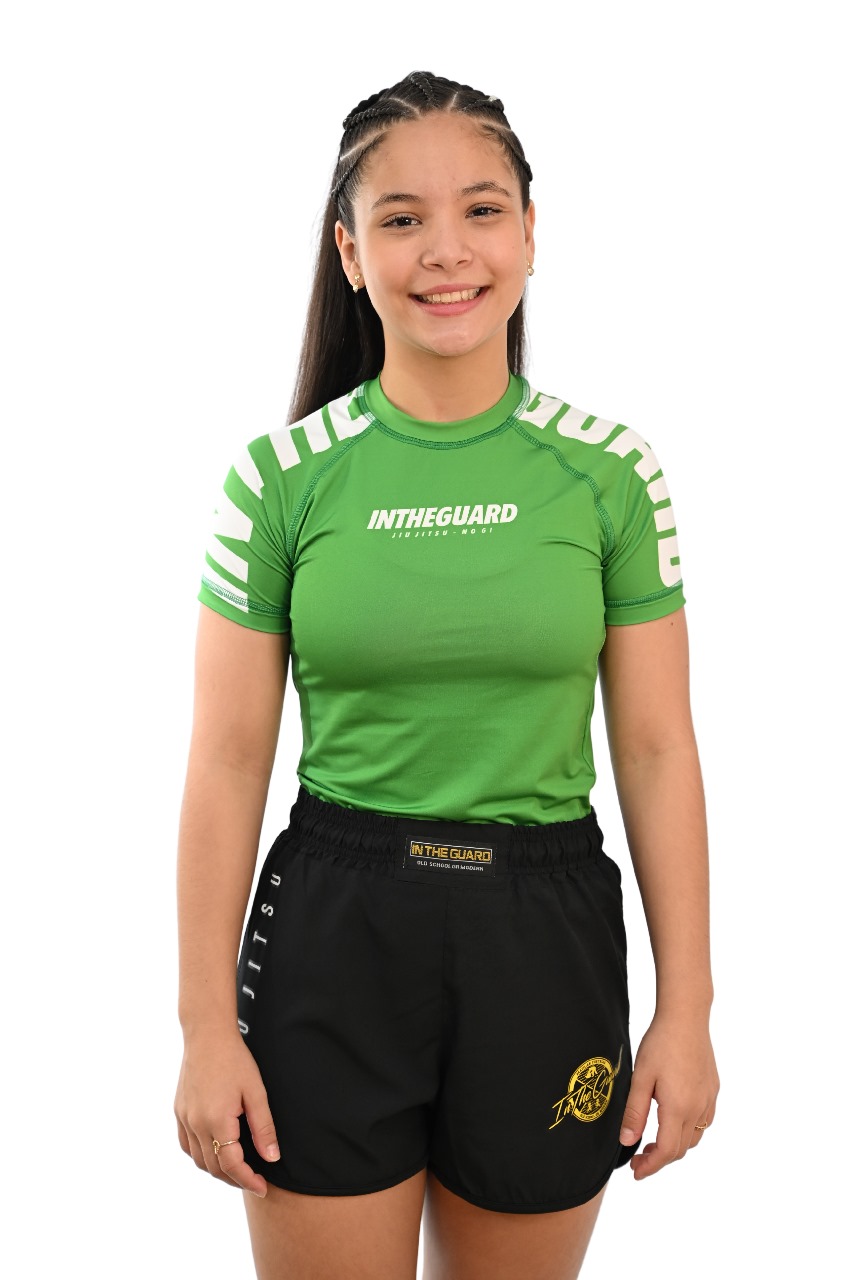Rash Guard Infantil Feminina Cores Faixas Verde