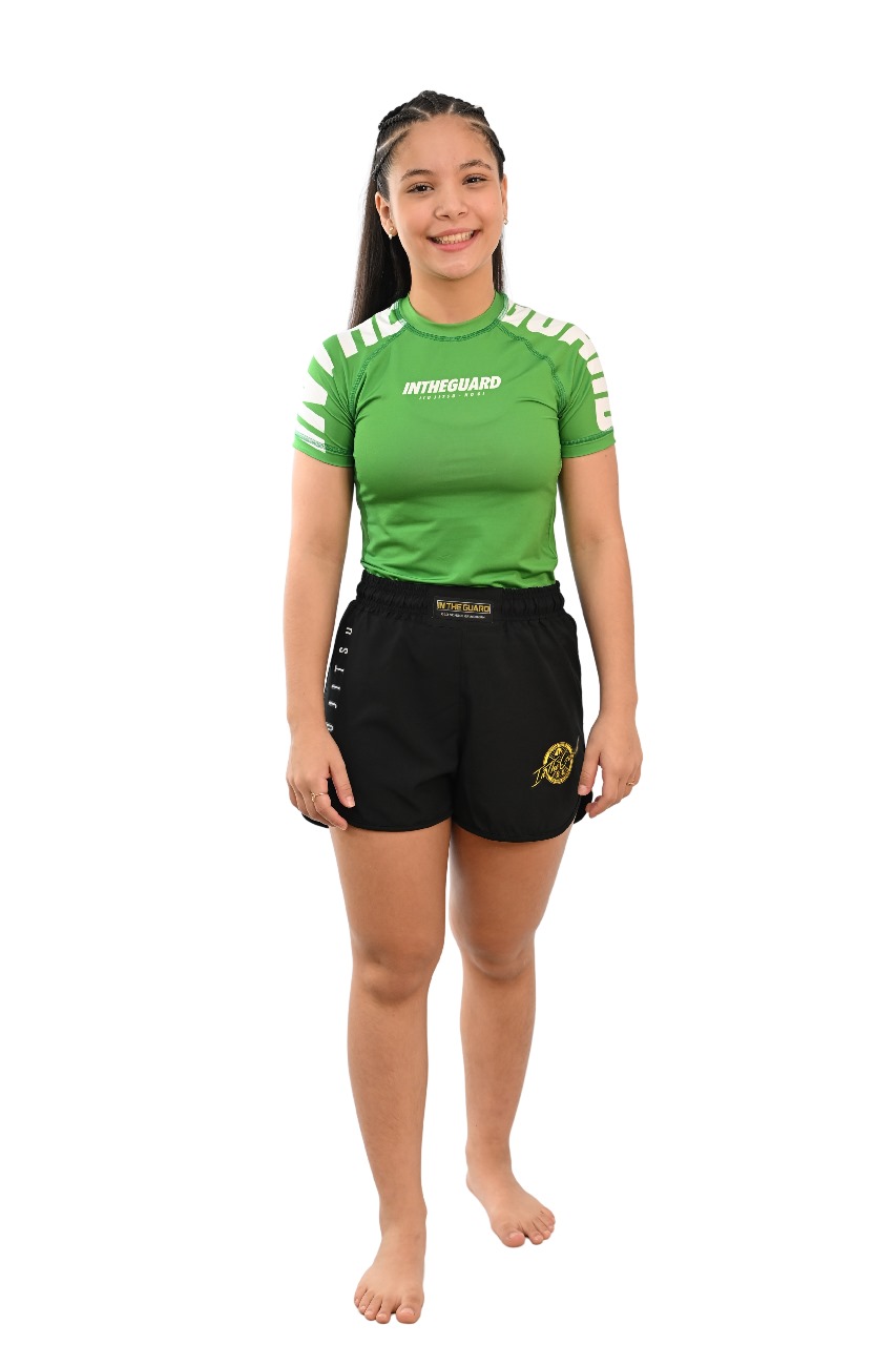 Rash Guard Infantil Feminina Cores Faixas Verde