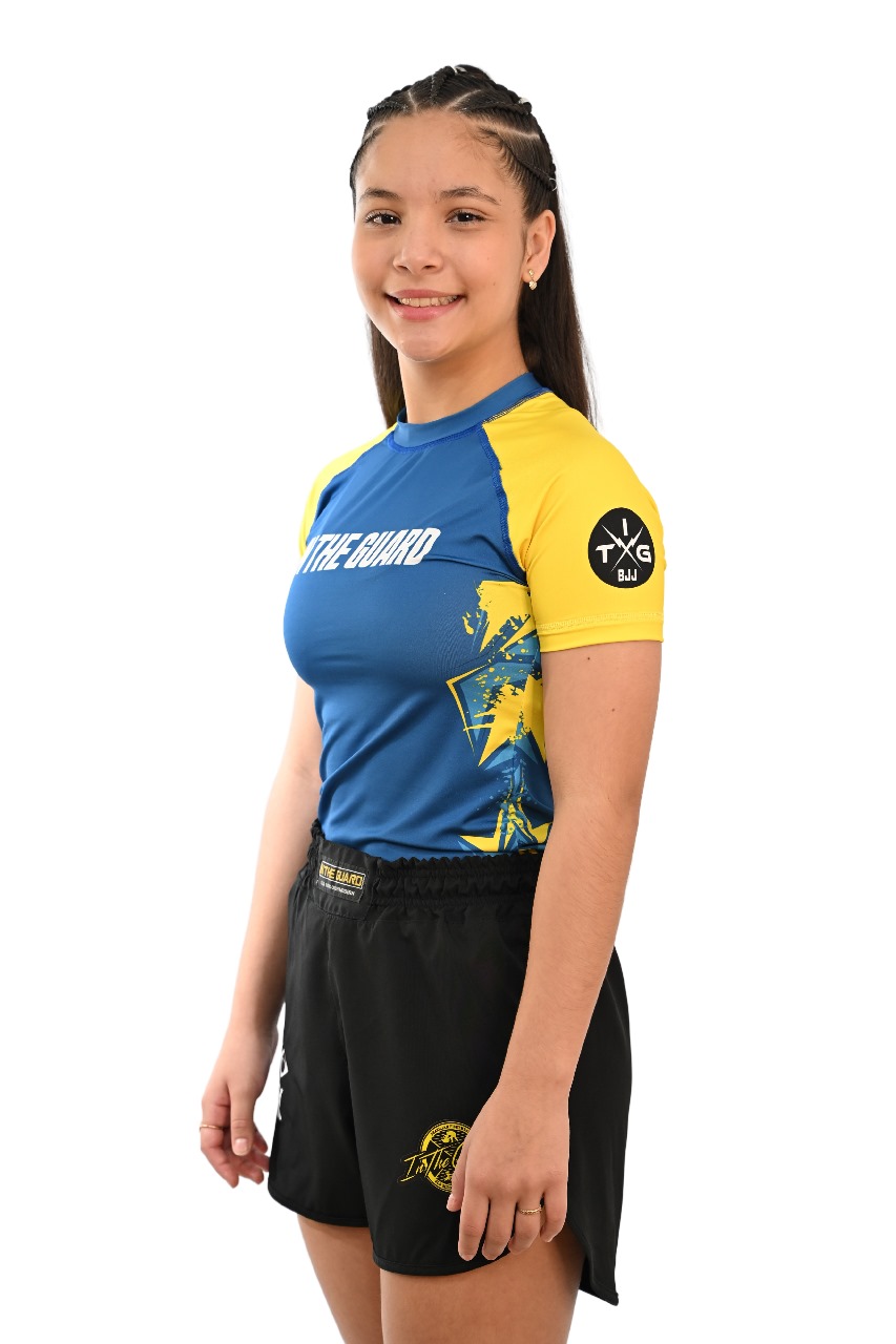 Rash Guard Infantil Feminina Brasil Azul
