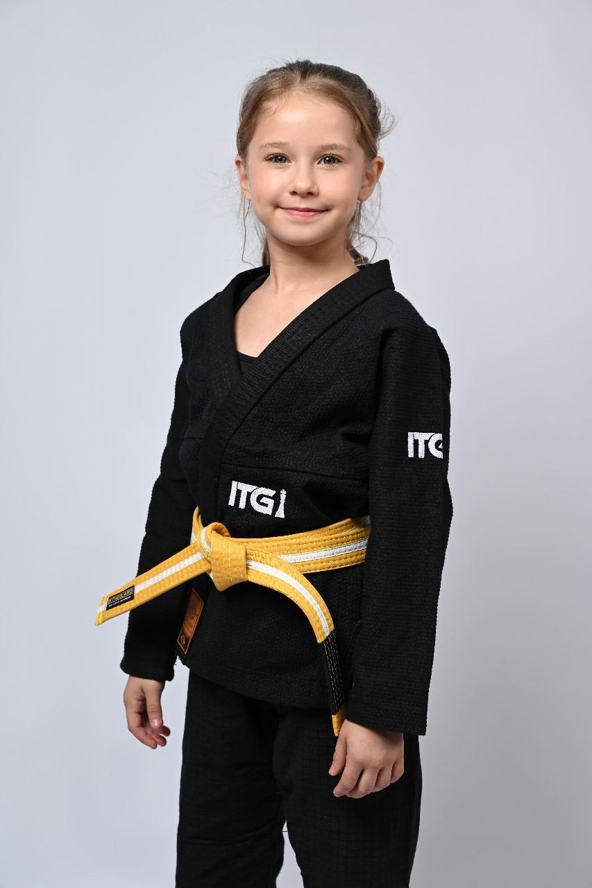 Kimono Infantil In The Guard Feminino Xadrez Preto