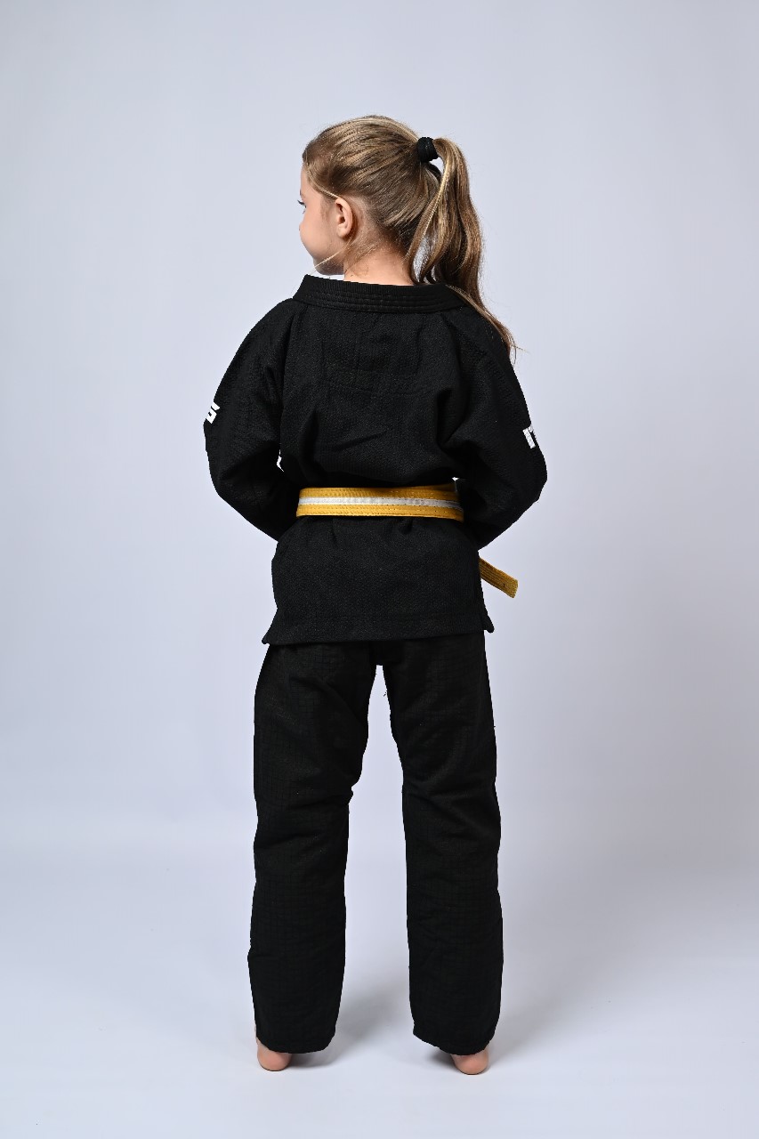 Kimono Infantil In The Guard Feminino Xadrez Preto