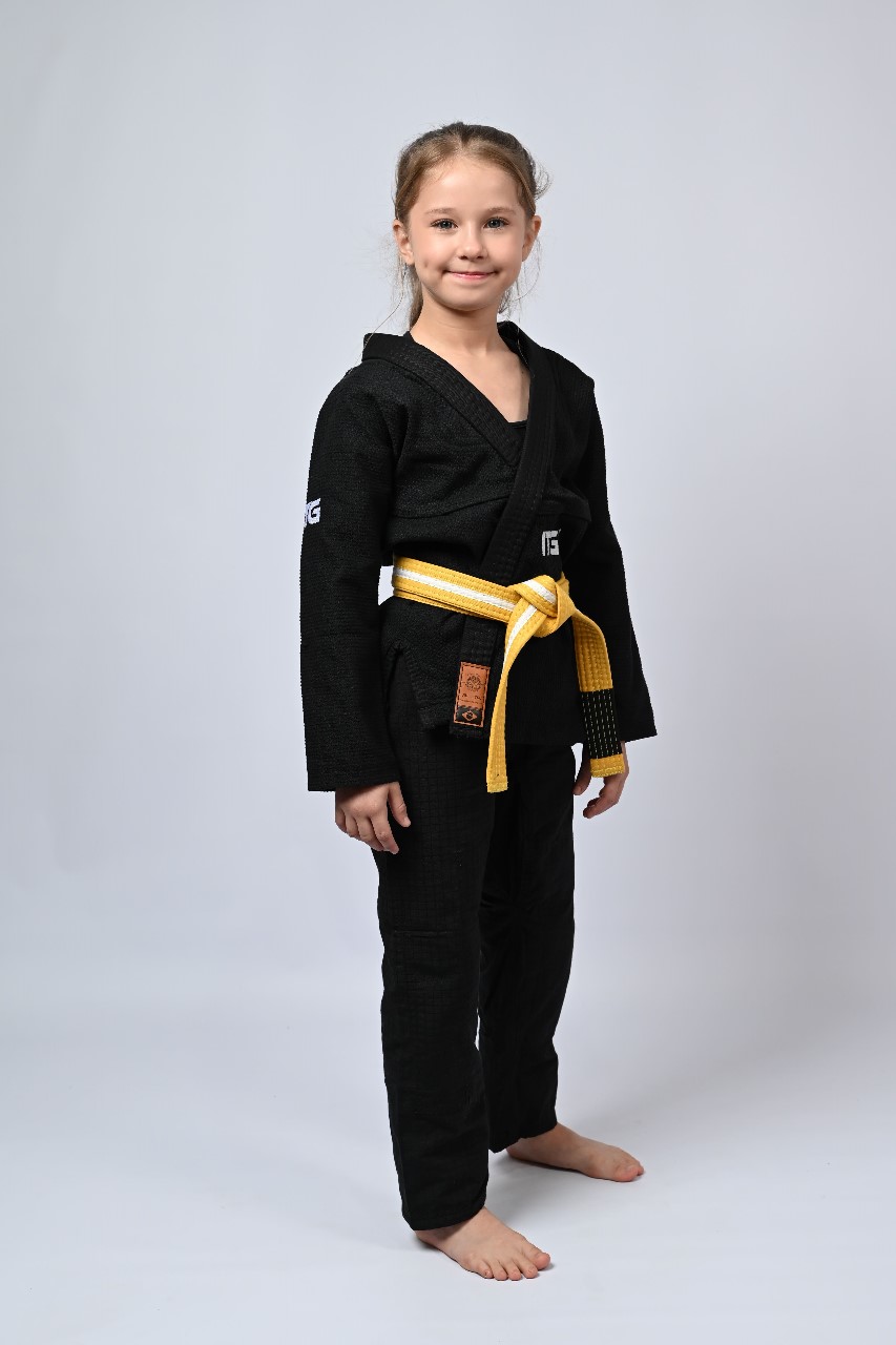 Kimono Infantil In The Guard Feminino Xadrez Preto