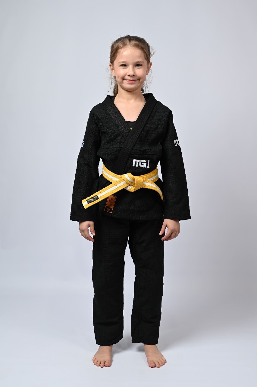 Kimono Infantil In The Guard Feminino Xadrez Preto