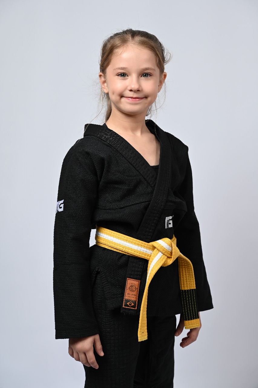 Kimono Infantil In The Guard Feminino Xadrez Preto