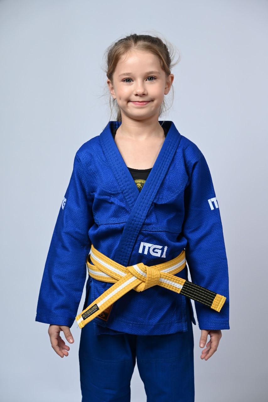 Kimono Infantil In The Guard Feminino Xadrez Azul