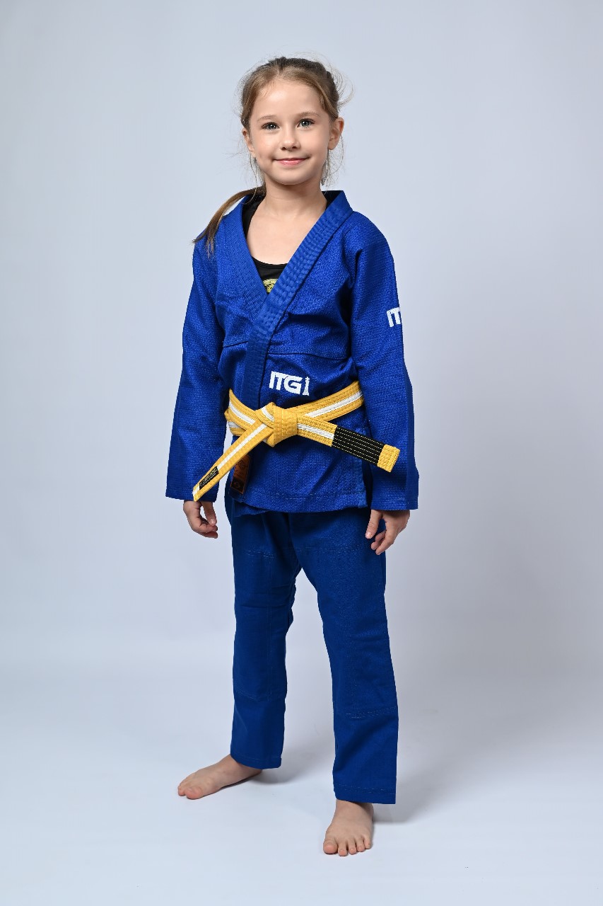 Kimono Infantil In The Guard Feminino Xadrez Azul