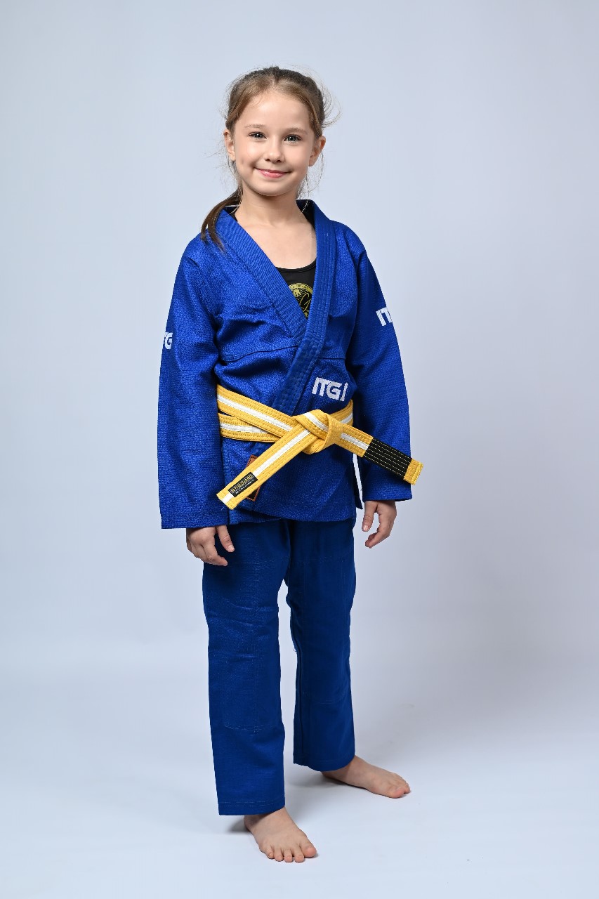 Kimono Infantil In The Guard Feminino Xadrez Azul