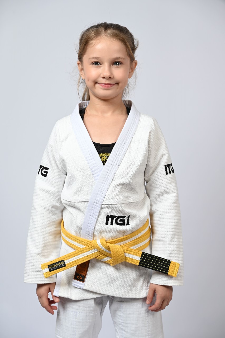 Kimono Infantil In The Guard Feminino Xadrez Branco