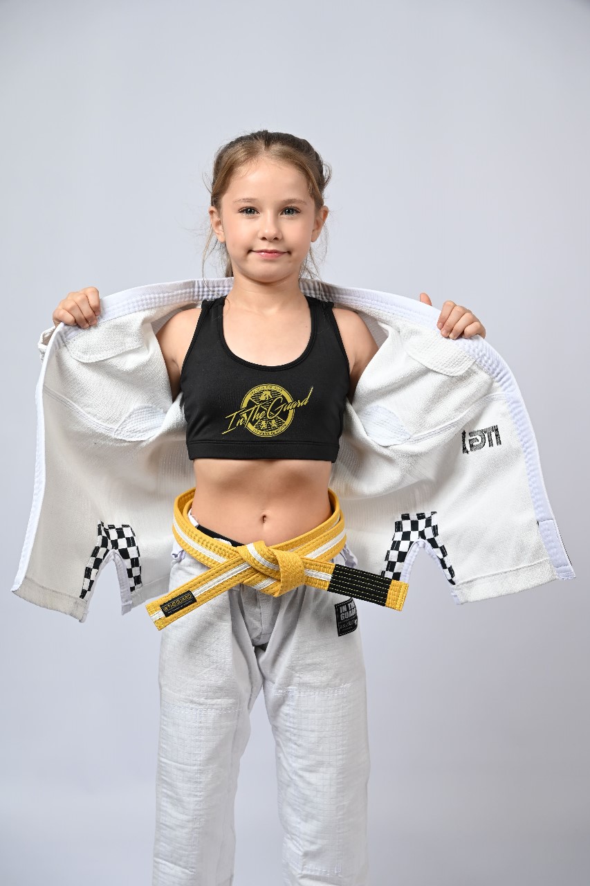 Kimono Infantil In The Guard Feminino Xadrez Branco
