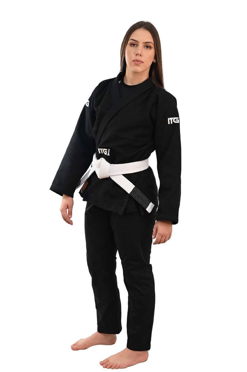Kimono In The Guard Feminino Xadrez Preto