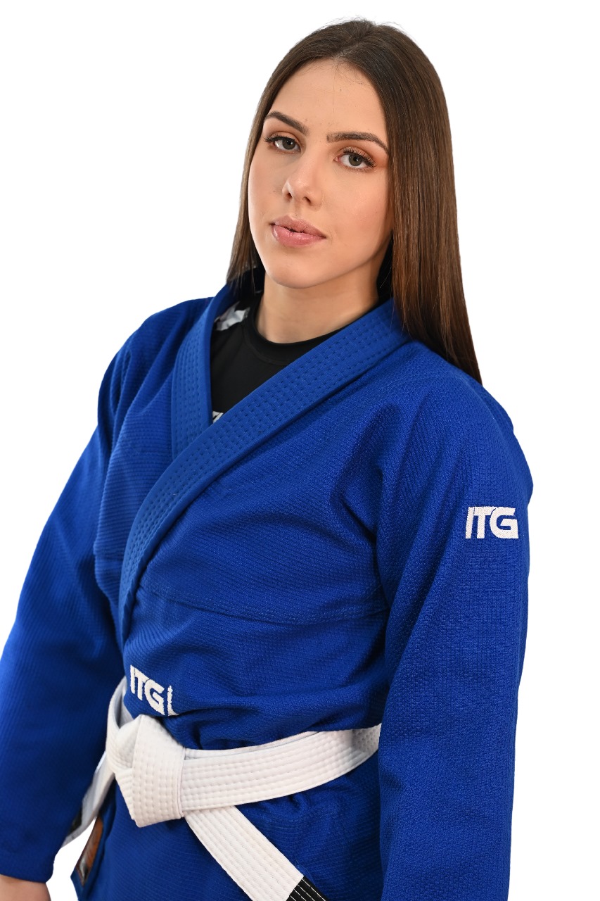 Kimono In The Guard Feminino Xadrez Azul