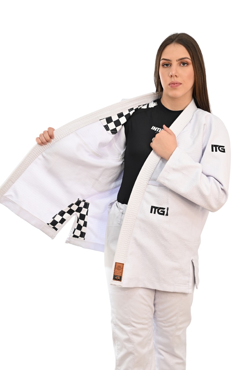 Kimono In The Guard Feminino Xadrez Branco