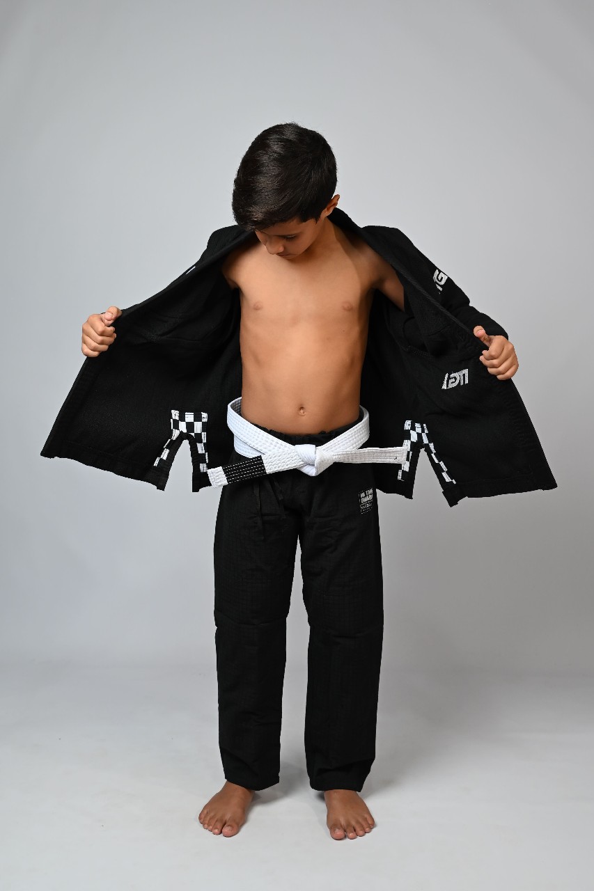Kimono Infantil In The Guard Xadrez Preto