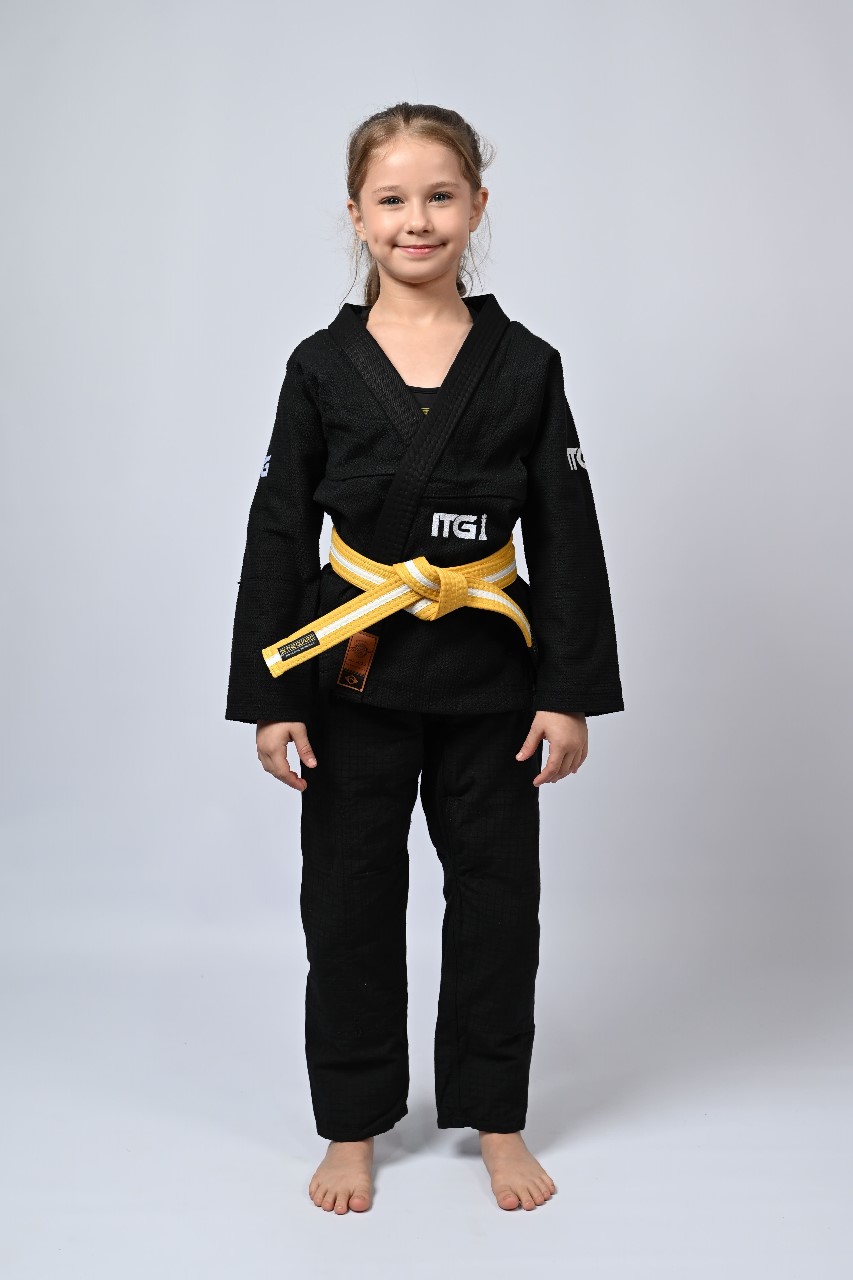 Kimono Infantil In The Guard Feminino Xadrez Preto