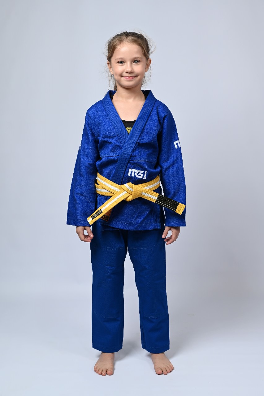 Kimono Infantil In The Guard Feminino Xadrez Azul