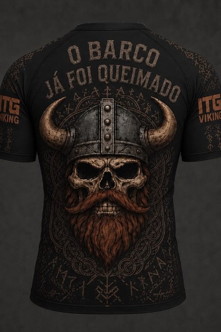 Rash Guard Masculina Manga Curta Viking Preta