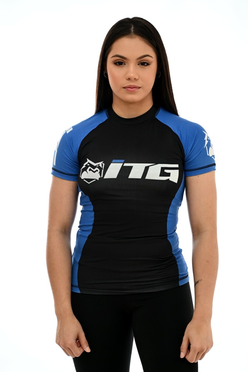 Rash Guard Feminina ITG Manga Curta Azul