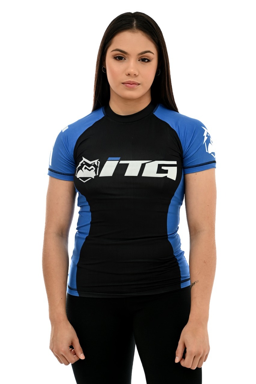 Rash Guard Feminina ITG Manga Curta Azul