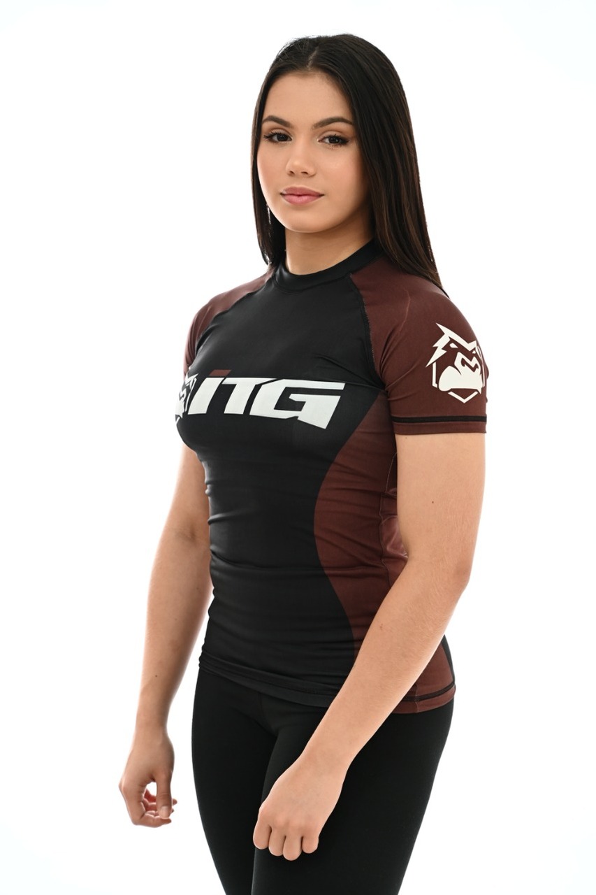 Rash Guard Feminina ITG Manga Curta Marrom