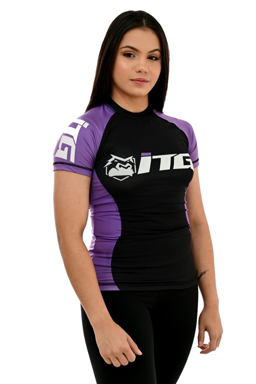 Rash Guard Feminina ITG Manga Curta Roxa