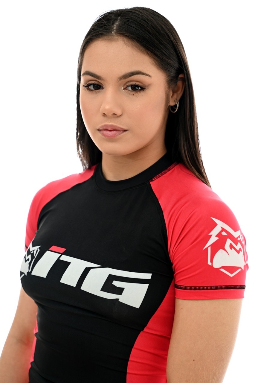 Rash Guard Feminina ITG Manga Curta Vermelha