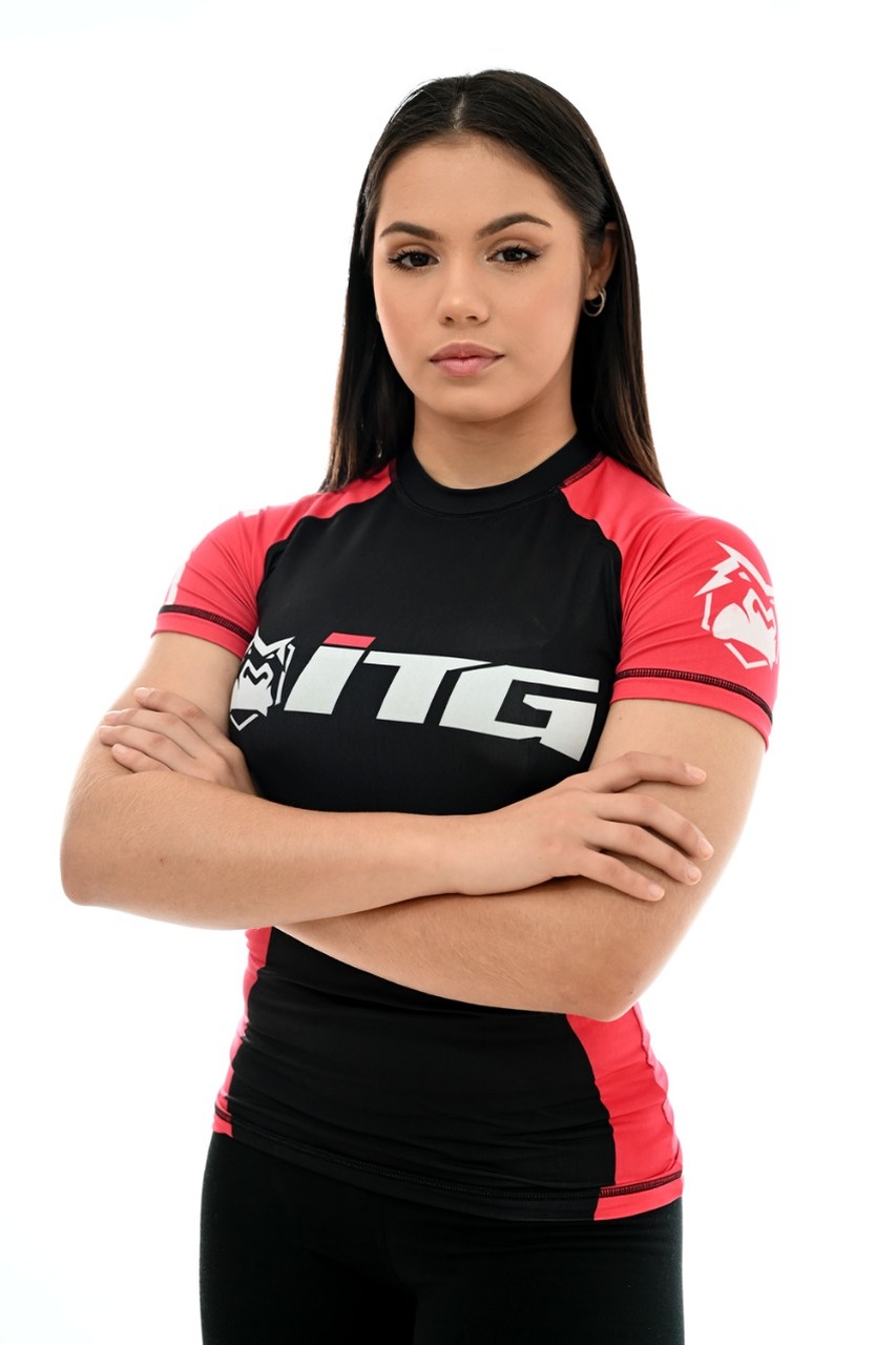 Rash Guard Feminina ITG Manga Curta Vermelha