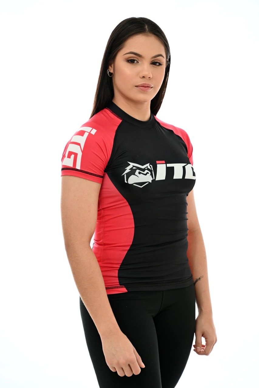 Rash Guard Feminina ITG Manga Curta Vermelha